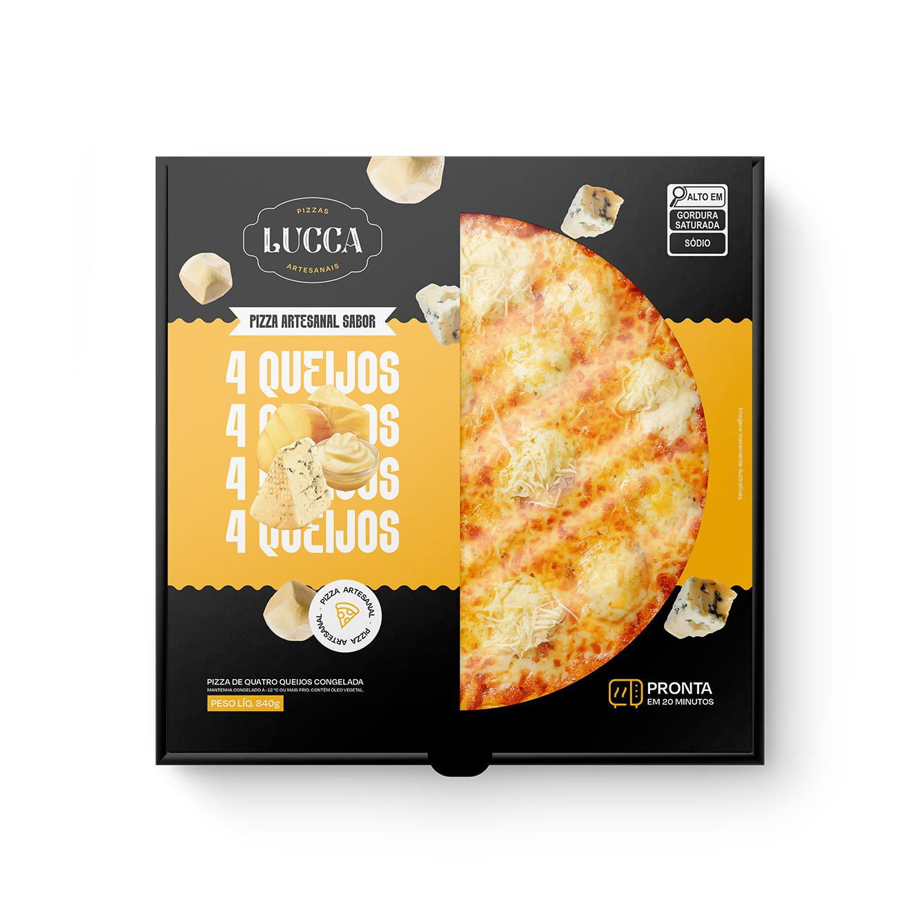 [Lucca Pizzas] Embalagem 4 Queijos