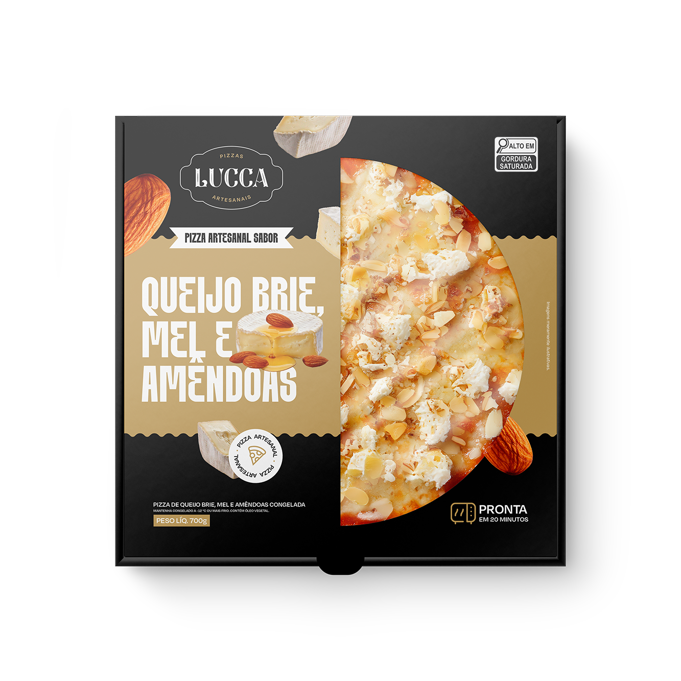 [Lucca Pizzas] Embalagem Brie, Amêndoas e Mel