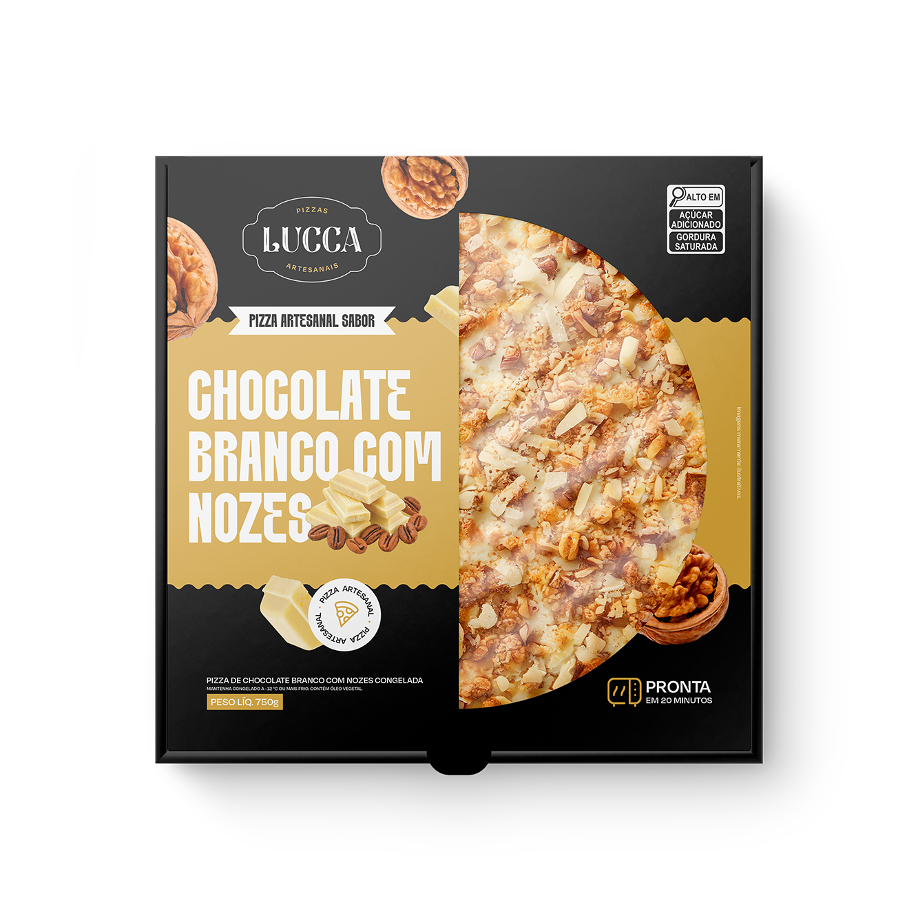 [Lucca Pizzas] Embalagem Chocolate Branco com Nozes